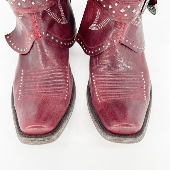 Rare Old Gringo Red Star Studded Belted Leather Western Cowgirl Boot size 7 - Picture 6 of 11